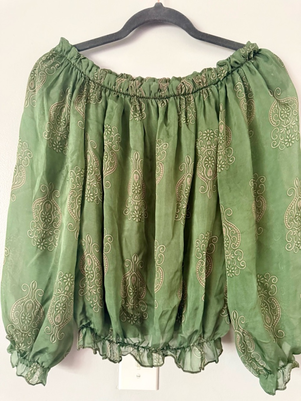 Green Silk Blend Italian Blouse